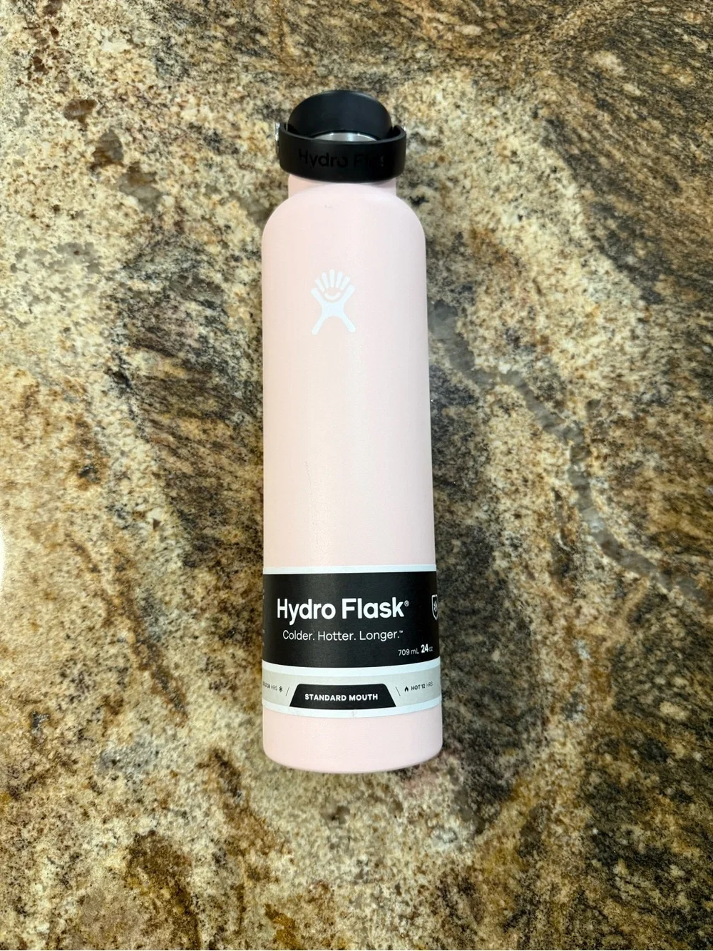 Hydro Flask Pink Stainless Steel Water Bottle with Black Cap